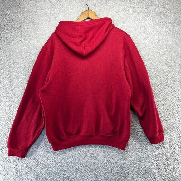 Vintage Blank Sweatshirt Men's Medium Red Hoodie Full Zip Streetwear Pockets Y2K - Picture 8 of 10